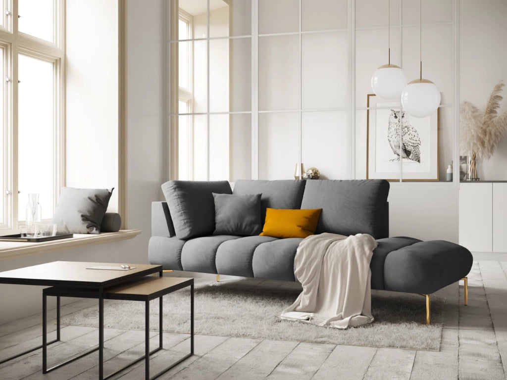 Cosmopolitan Design - Chaise longue destra "Hastings" 2 posti in velluto grigio 