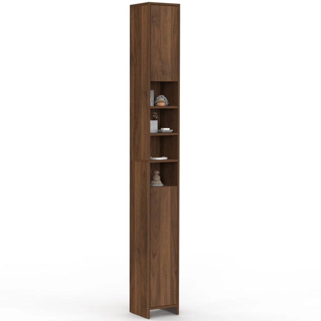 IDMarket - Mobiletto da bagno a 2 ante TOMI con 4 nicchie effetto noce