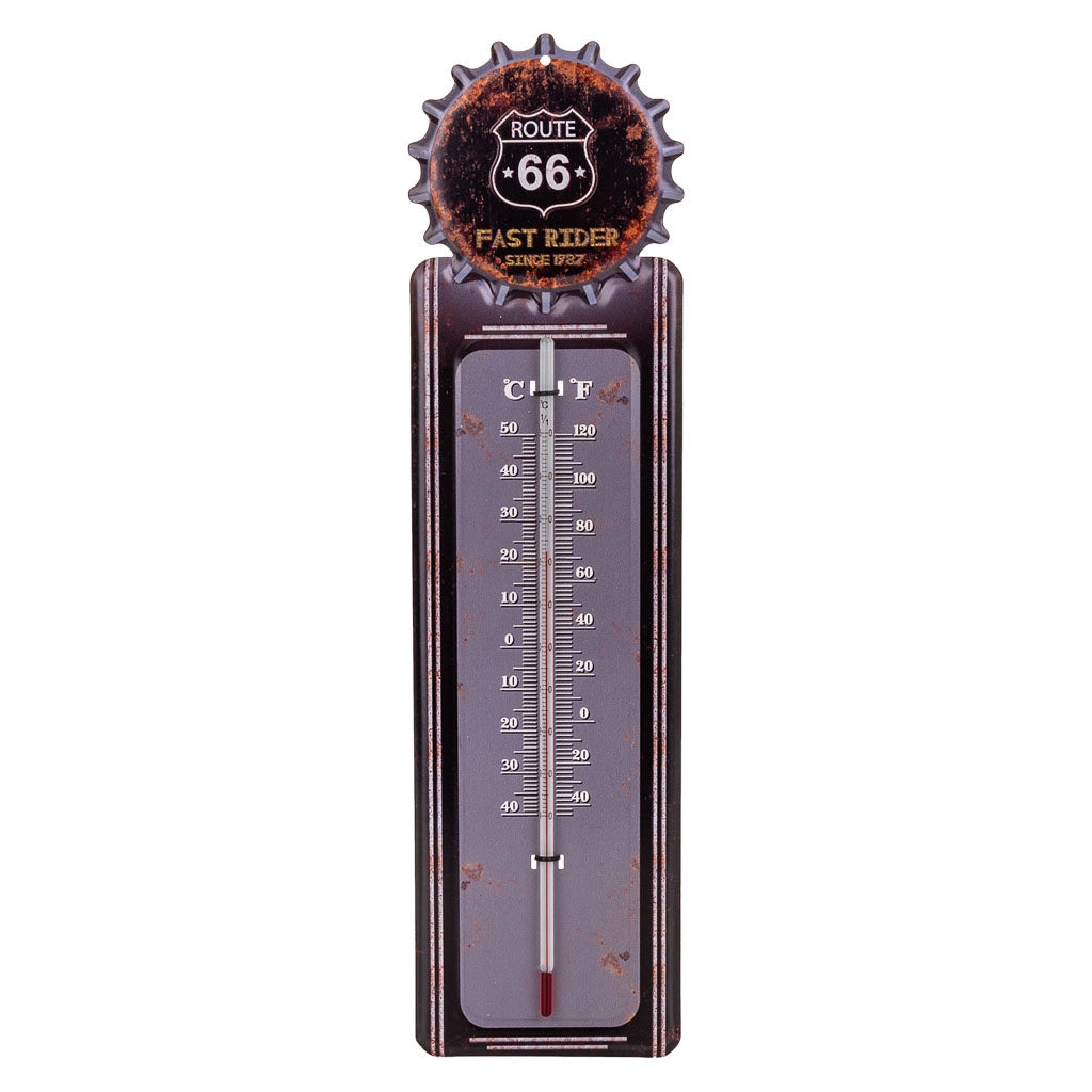 Termometro da parete in metallo nero 47,5x15x1h