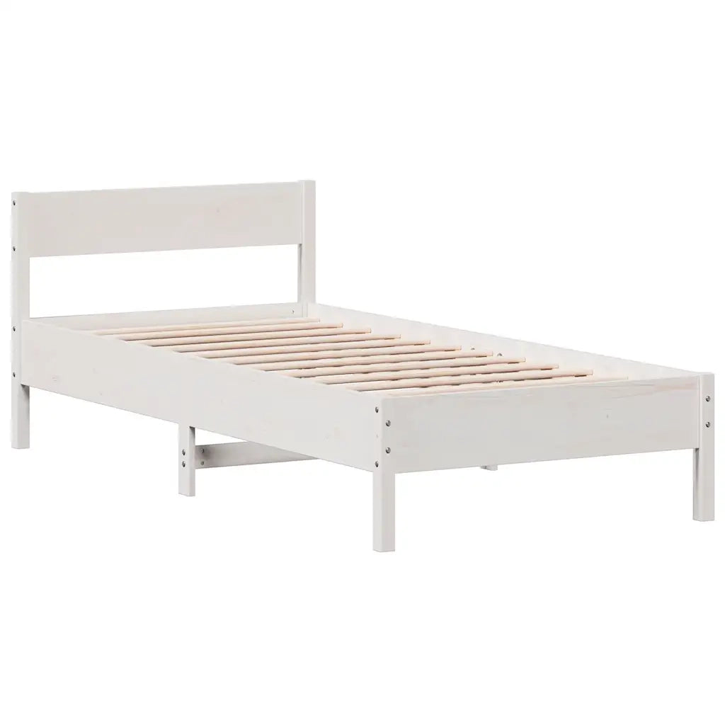 Letto singolo | Letto per adulti | Letto senza Materasso Bianco 90x190 cm in Legno Massello Pino