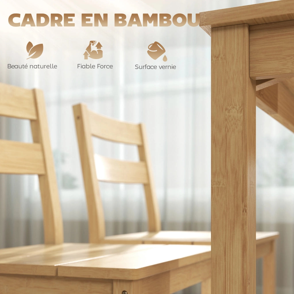 Set tavolo da pranzo in bamb¨´ con 2 sedie e panca per 4 persone ¨C Xylo ¨C Legno naturale