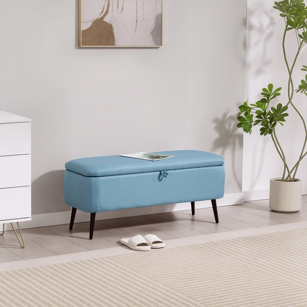 Cassettiera con Coperchio Ribaltabile ¨C Zephmum ¨C 101x38.5x44.5 cm Blu Chiaro
