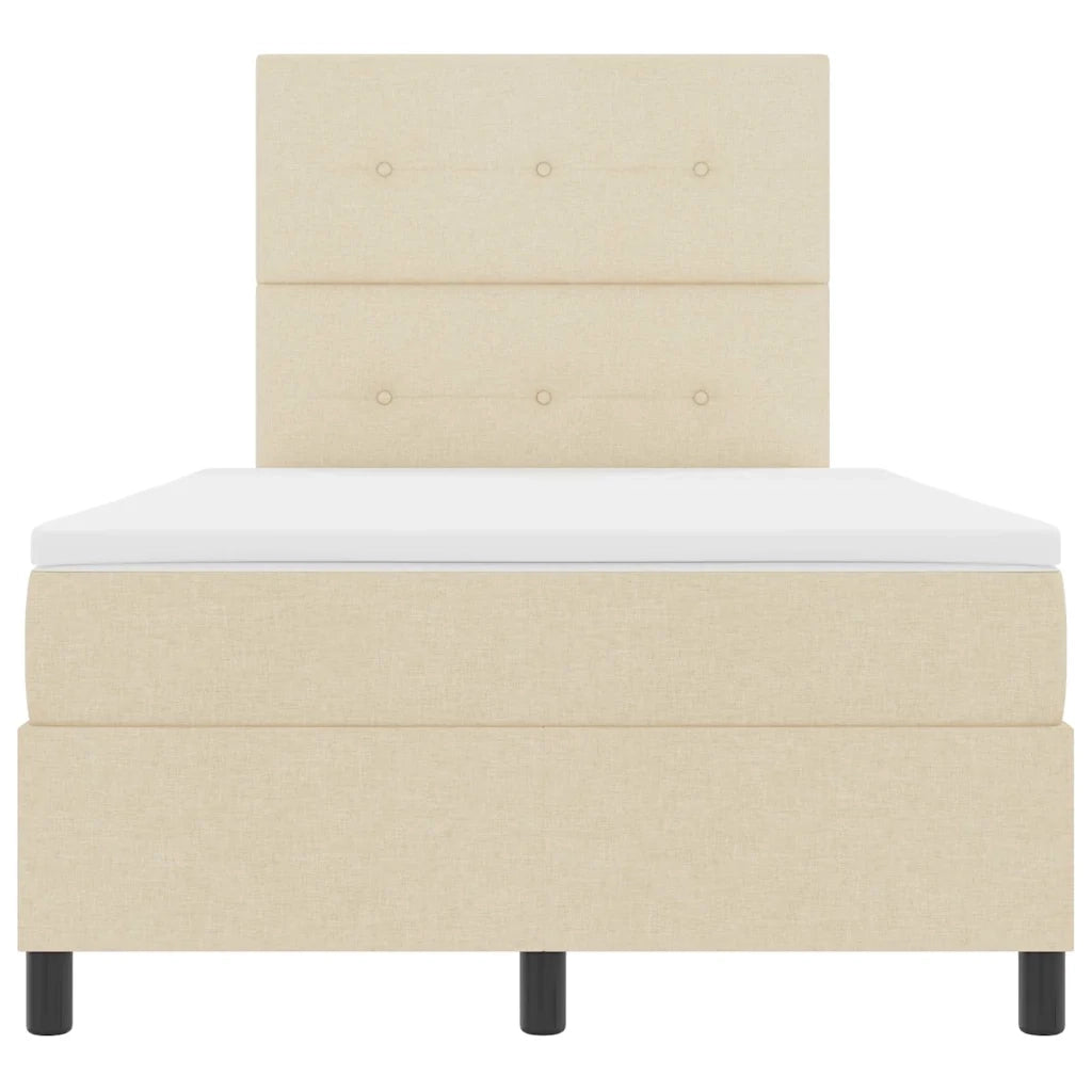 Letto a molle con materasso Crema 120 x 190 cm Tessuto