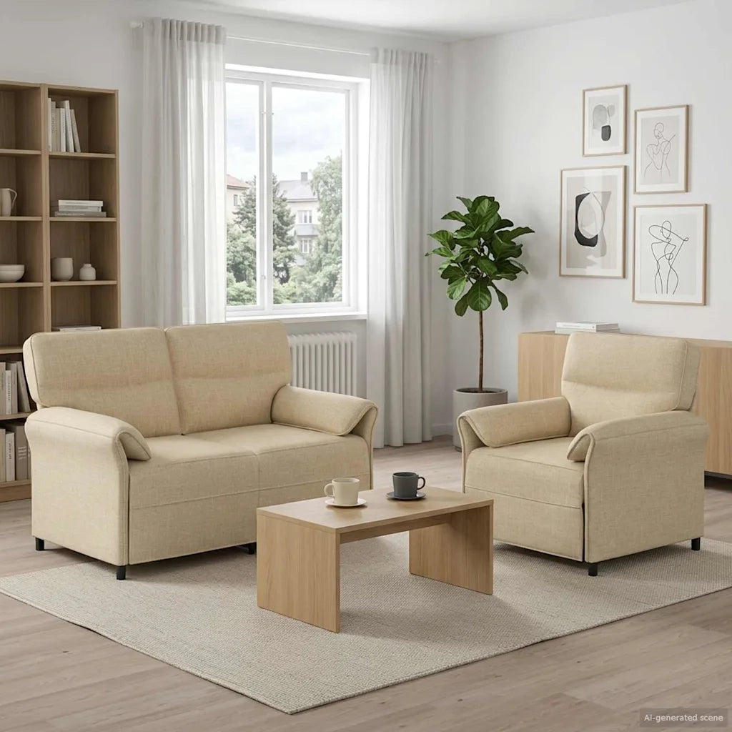 Set di divani 2 pz Crema Tessuto 3424850