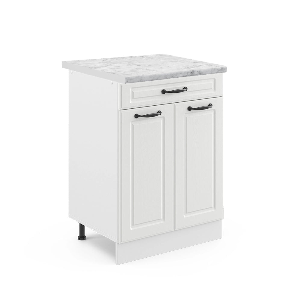 Vicco Mobiletto base per cucina Bianco casa di campagna 60 cm con cassetto, PL Marmo