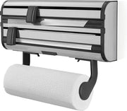 Supporto per 3 rotoli - Registrazione per rotoli di carta in cucina - Registrazione per rotoli di carta con superficie antiscivolo - Taglierino per rotoli con lame affilate Supporto per rotoli