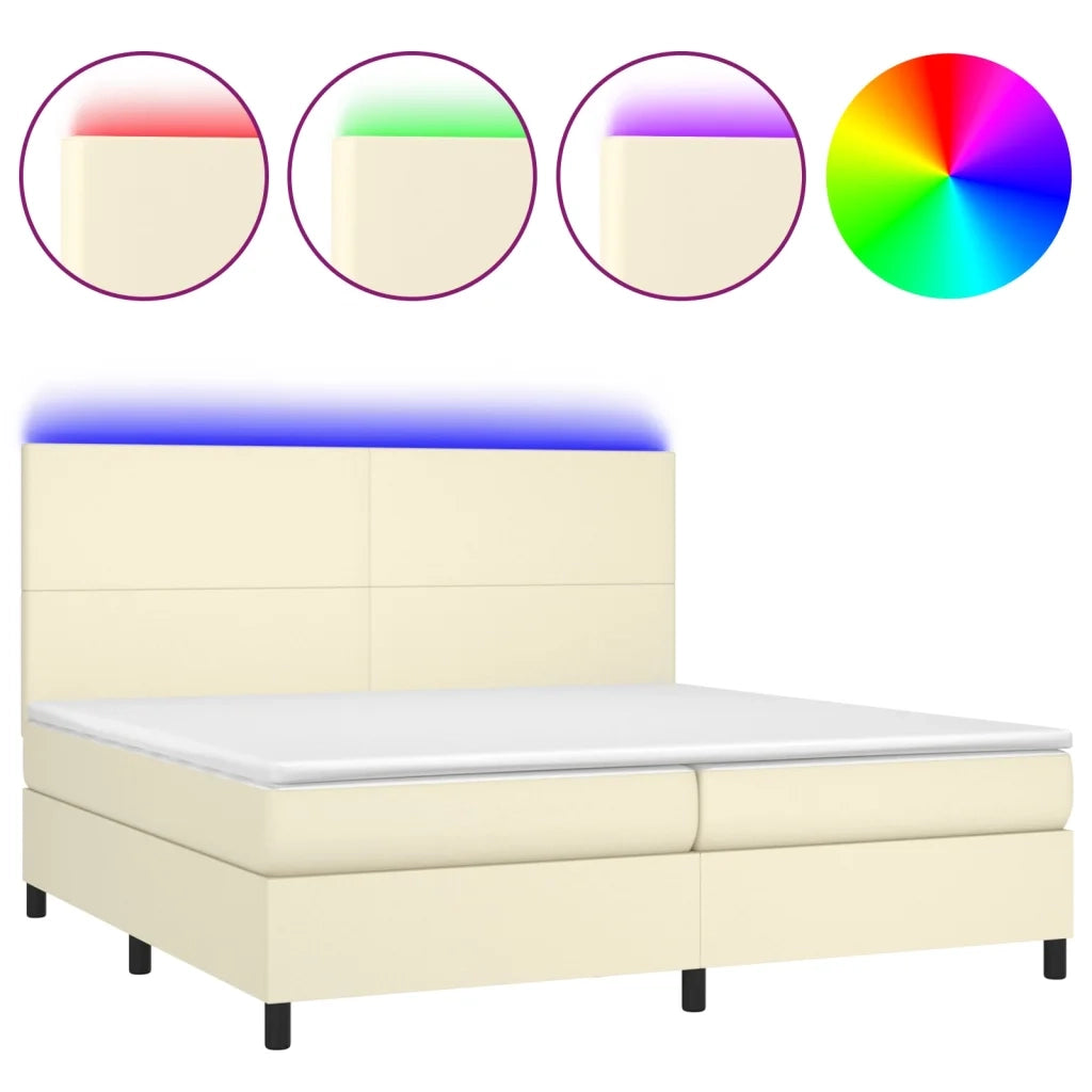 Giroletto a Molle con Materasso e LED Crema 200x200 cm cod mxl 62212