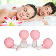Trade Shop - Set Di 4 Coppette Per Massaggio Facciale Sfera In Silicone Massaggiatore Schiena -