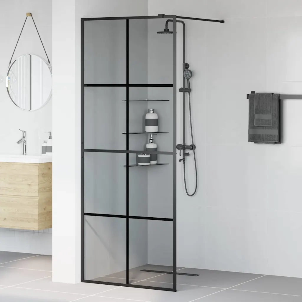Parete Doccia Walk-in Nero 80 x 195 cm vetro temperato
