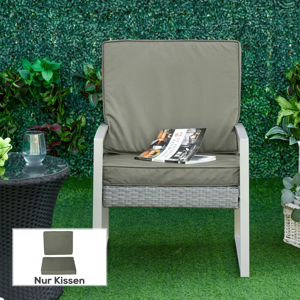 Set di 2 Cuscini per Sedie e Pallet 56 x 52 cm Spessore 7 cm in Poliestere con Zip Sfoderabili e Lavabili Grigio Scuro