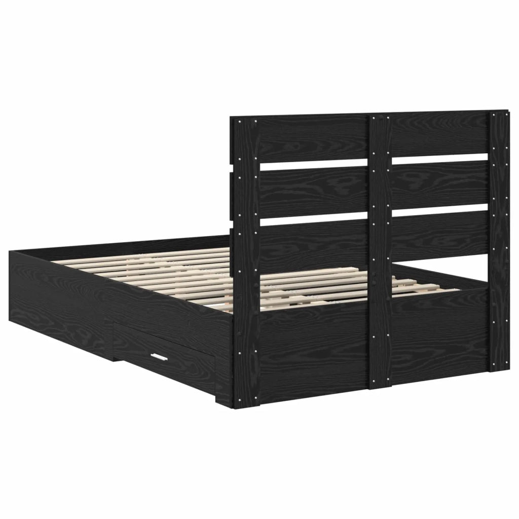 Struttura del letto Rovere Nero 120 x 190 cm Legno multistrato 3411997