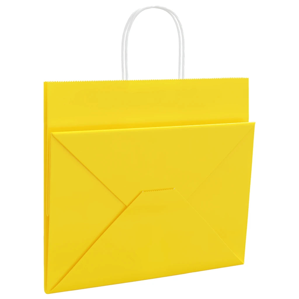 Sacchetti di Carta 250 pz con Manici Gialli 32x22x28 cm