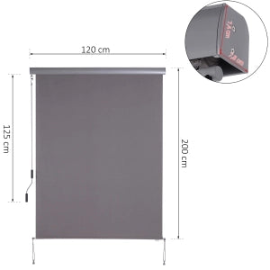TENDA DA SOLE VERTICALE 120 x 200 cm Grigio in alluminio con staffe per parete o soffitto