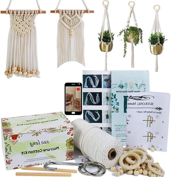 Kit di macramè per principianti e adulti - Set completo per realizzare un portapianta in macramè