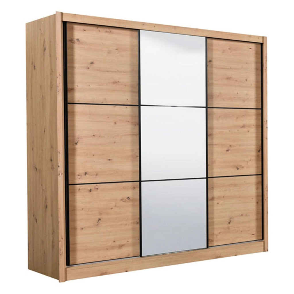 Armadio Camera da Letto Marasino, Guardaroba Grande Appendiabiti, 242x215.5h cm Marrone Rovere Nodi