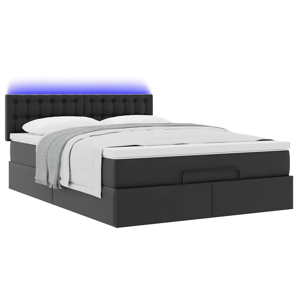 Pouf Letto con Materassi e LED Nero 140x200cm Similpelle 3312157