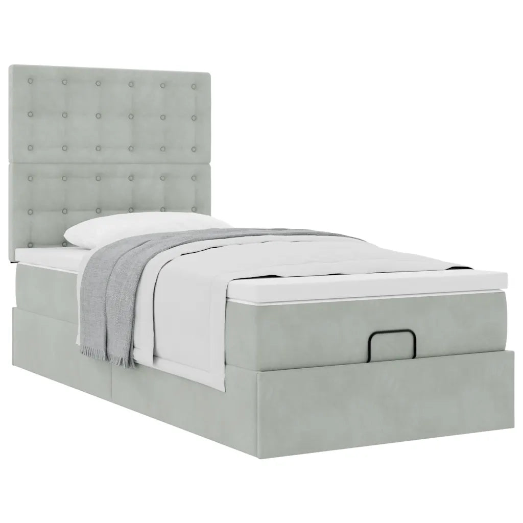 Struttura Letto Pouf con Materassi 90x190 cm in Velluto 3313583