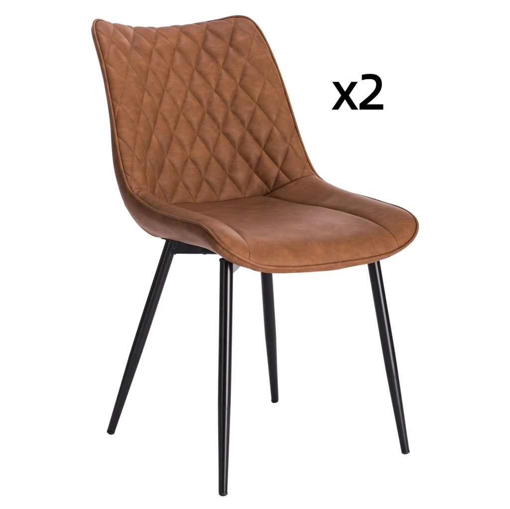 Sedia da pranzo 85,5 cm in similpelle marrone chiaro, set da 2