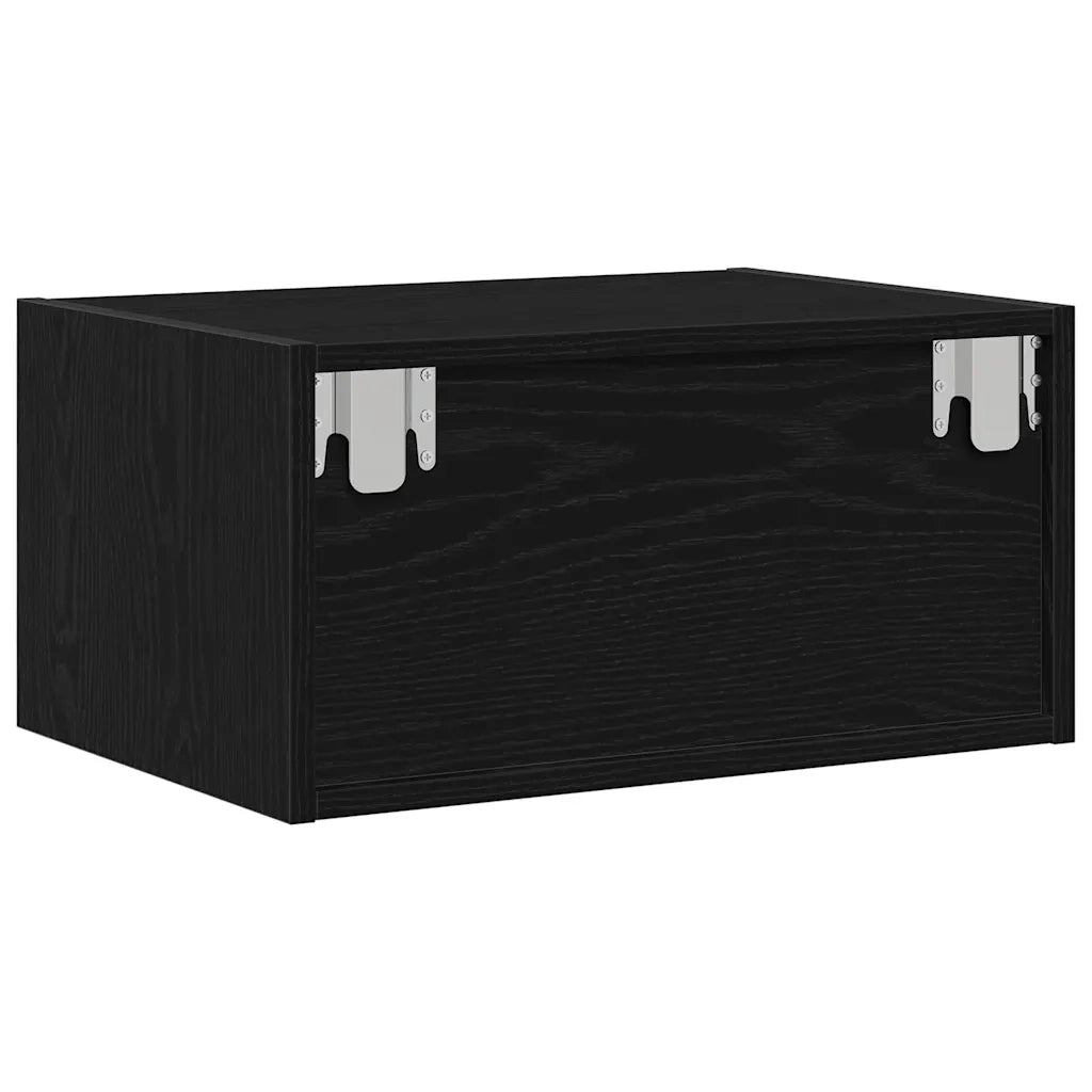 Comodino a Parete con Luci LED Rovere Nero 860213