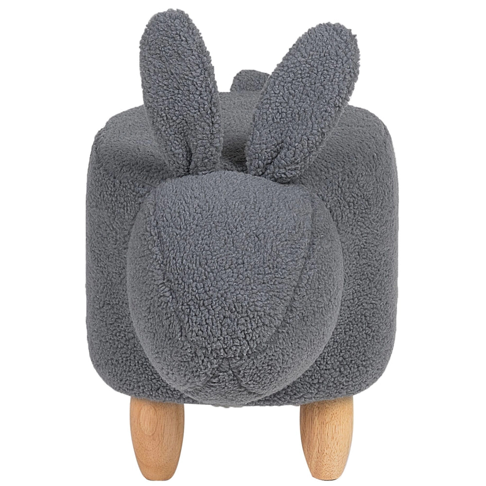 Sgabello per bambini Tessuto in poliestere grigio Gambe in legno imbottite Poggiapiedi per la cameretta dei bambini