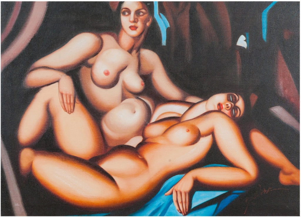Biscottini Quadro olio su tela dipinto a mano nudi di donna 70x3x50 dare tocco L70xPR3xH50