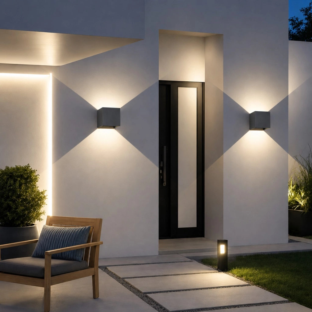 Applique Cubo Nera da Esterno IP65 G9 Sostituibile Lampada Parete Moderna LED Interno Esterno Fascio Regolabile