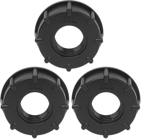 Set di connettori per serbatoio IBC - Adattatore di scarico - 3 pezzi - Adatto per diametro interno 60 mm - Resistente alle sostanze chimiche - Per controllo liquido