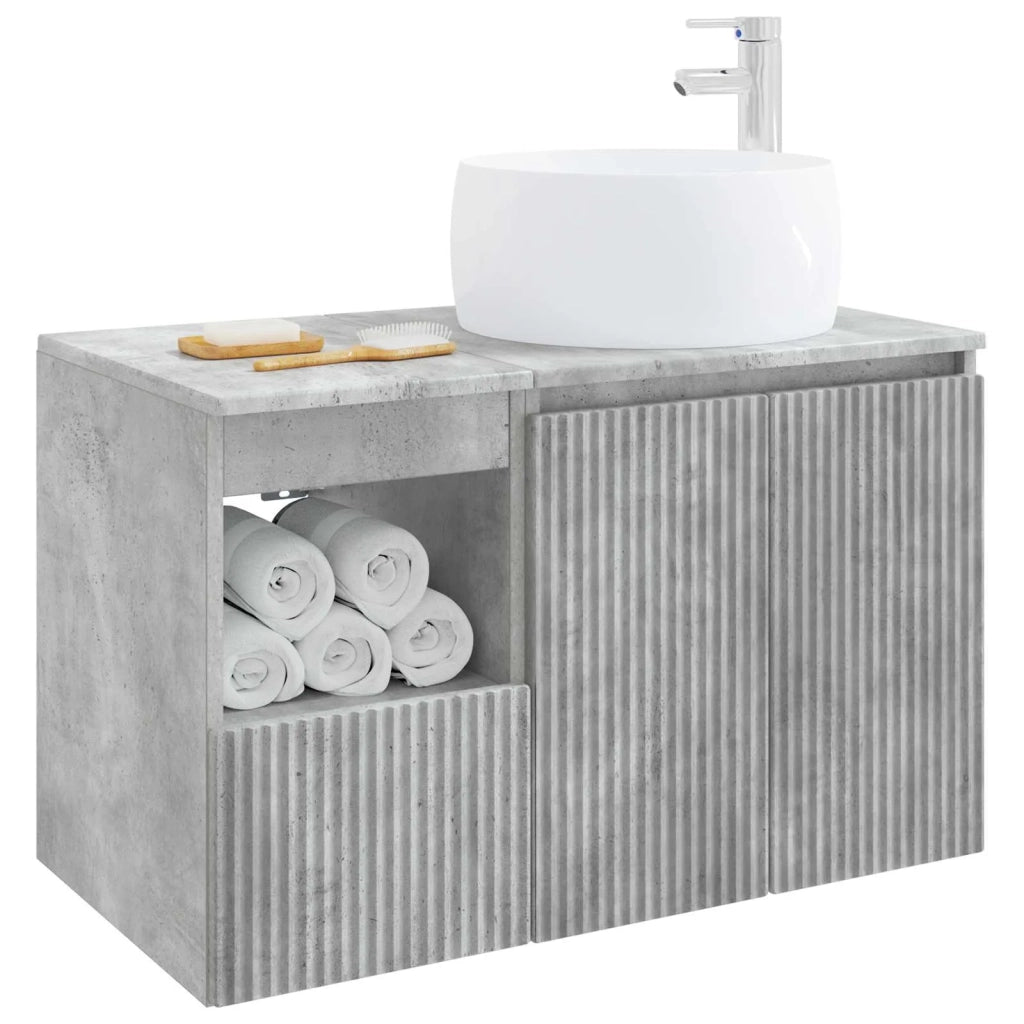 Set di mobili per il bagno 2 pz Grigio Cemento 3404097