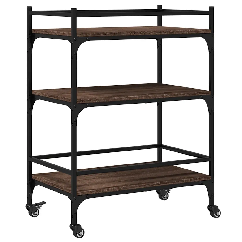 Carrello Cucina-Scaffale per Cucina Rovere Marrone 65x40x86,5 cm Legno Multistrato