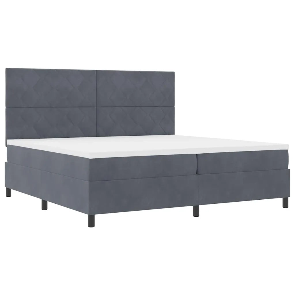 Letto a Sorgente LED Grigio scuro 200 x 200 cm Tessuto