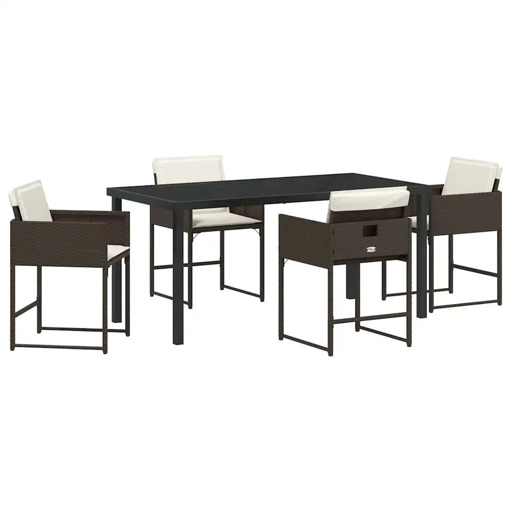 Set da Pranzo per Giardino 5 pcs Marrone polyrattan 3380727