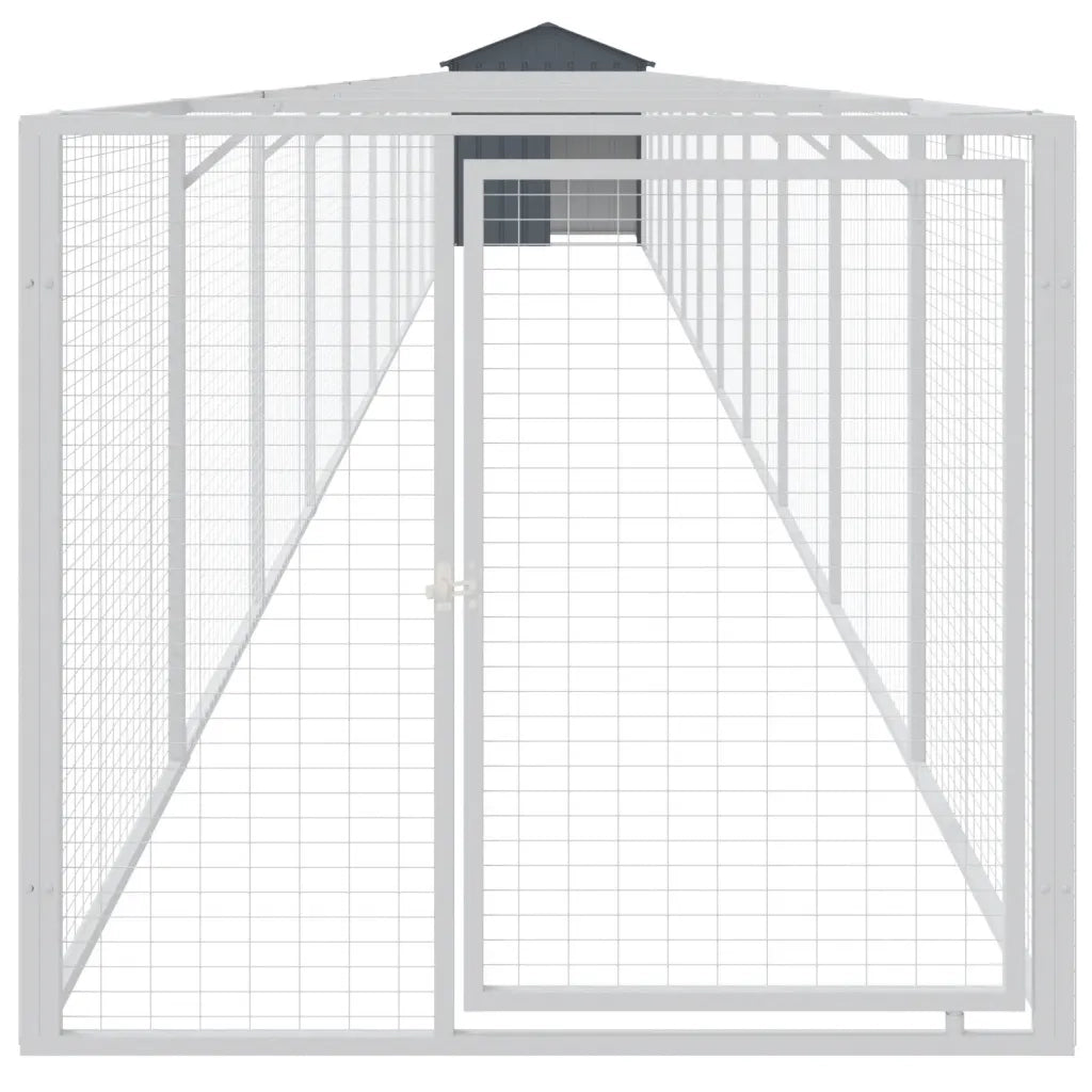 Casetta Cani con Tetto Antracite 117x1221x123cm Acciaio Zincatocod mxl 93802
