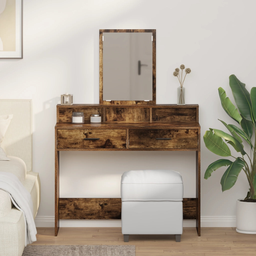 Tavolo da toeletta  con cassetti in rovere affumicato 100x41x140 cm
