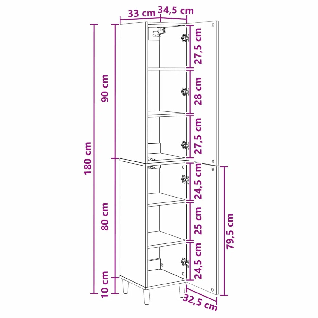 Set di armadi 2 pcs 33 x 34,5 x 90 cm Legno ingegnerizzato 3416552