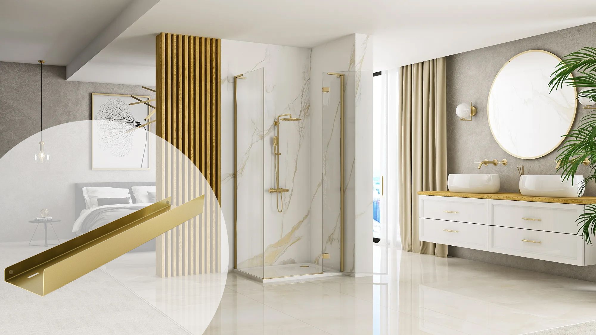 Mensola Da Bagno Sf04 60cm Gold Brush