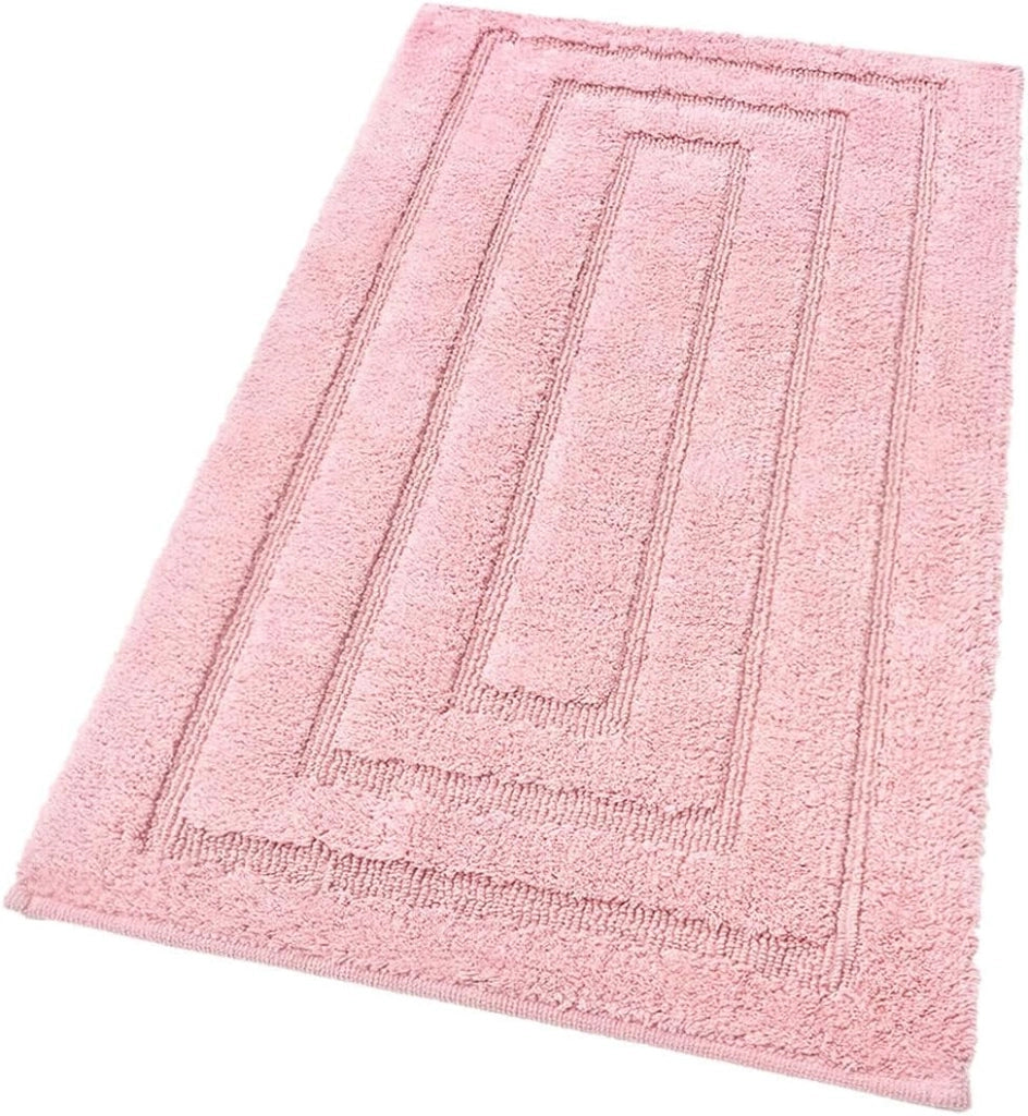 Tappeto Bagno 50x110 cm Puro Cotone Elegante Lussuoso Morbido Scendiletto Antiscivolo Rosa