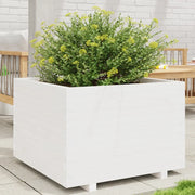 Fioriera da Giardino-Vaso da Esterno Bianca 70x70x49,5cm Legno Massello di Pino 262608