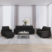 Set Divani 4 pz con Cuscini Nero in Tessuto 3201270