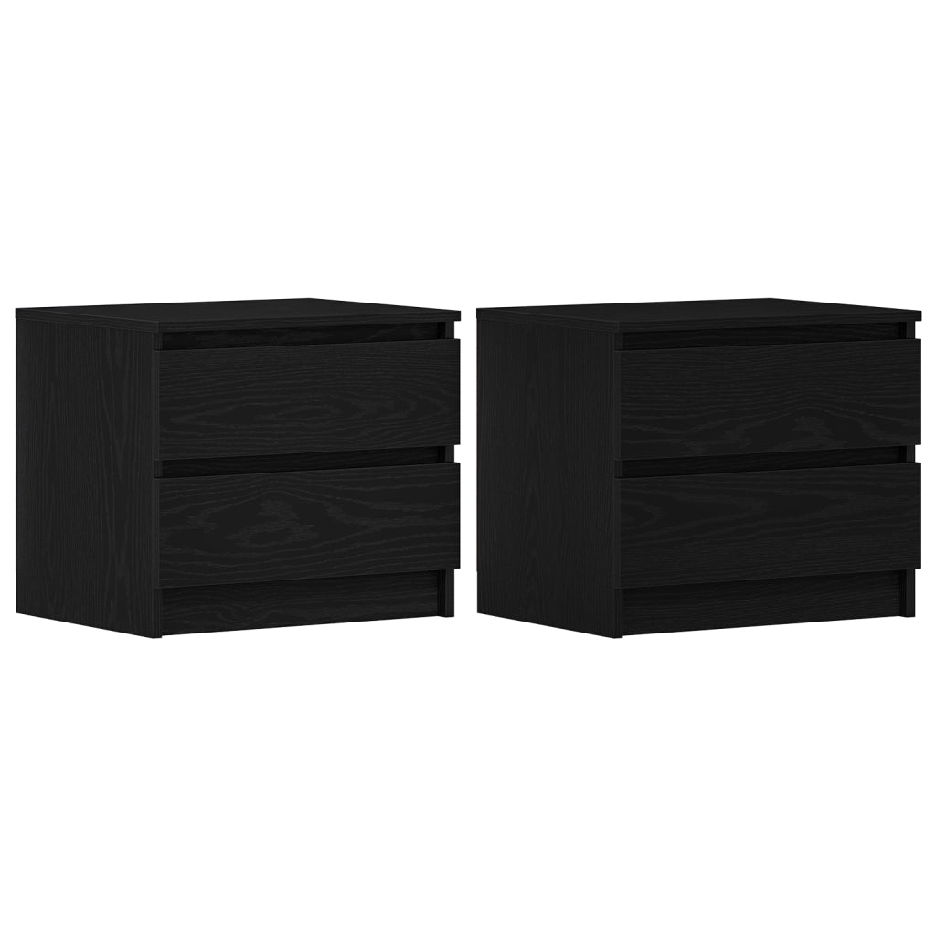 2 Comodini Neri in Rovere 50x40x43,5 cm in Legno Ingenerizzato