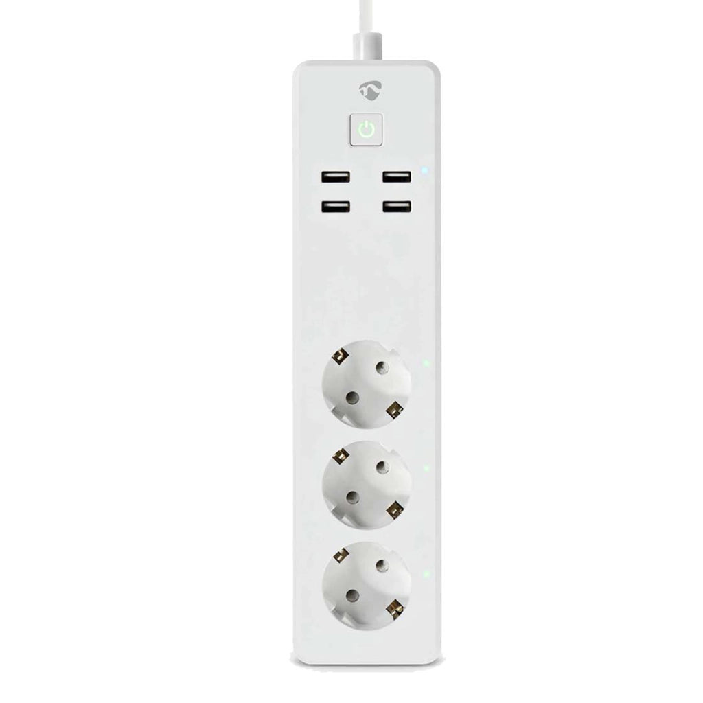 SmartLife Wi-Fi Connected Power Strip 3 uscite 16A 3680W con porte USB 1,8m Bianco Nedis