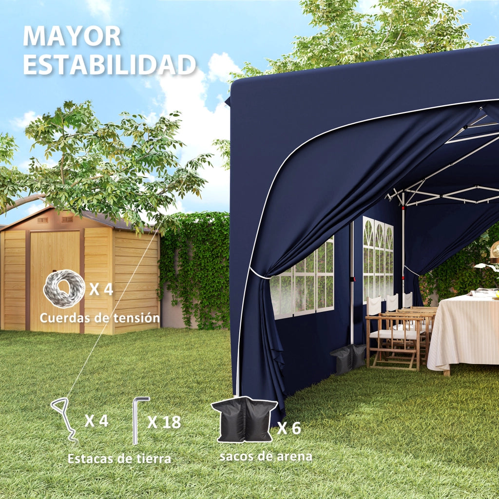 Gazebo pieghevole 3x6 m con pannelli laterali UPF50+ ¨C zephmum ¨C blu scuro