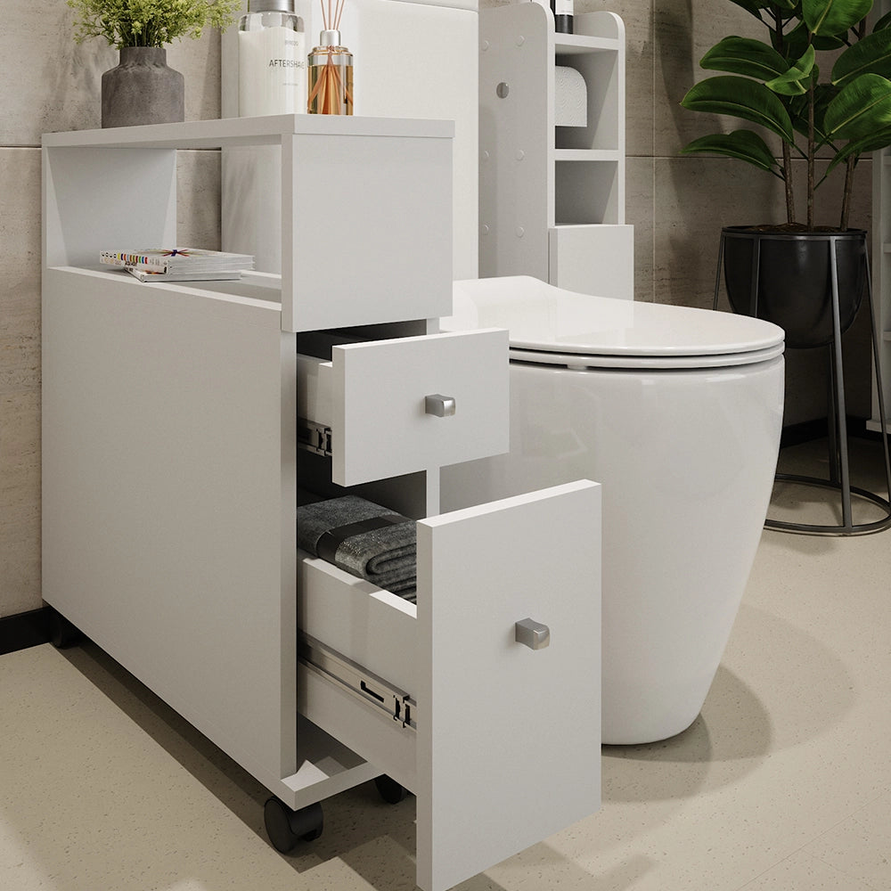 Vicco Cassettiera da bagno Bianco 17.6 x 61.6 cm con 2 cassetti