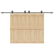 Kit di Binari per Porte Scorrevoli 366 cm Acciaio Nero