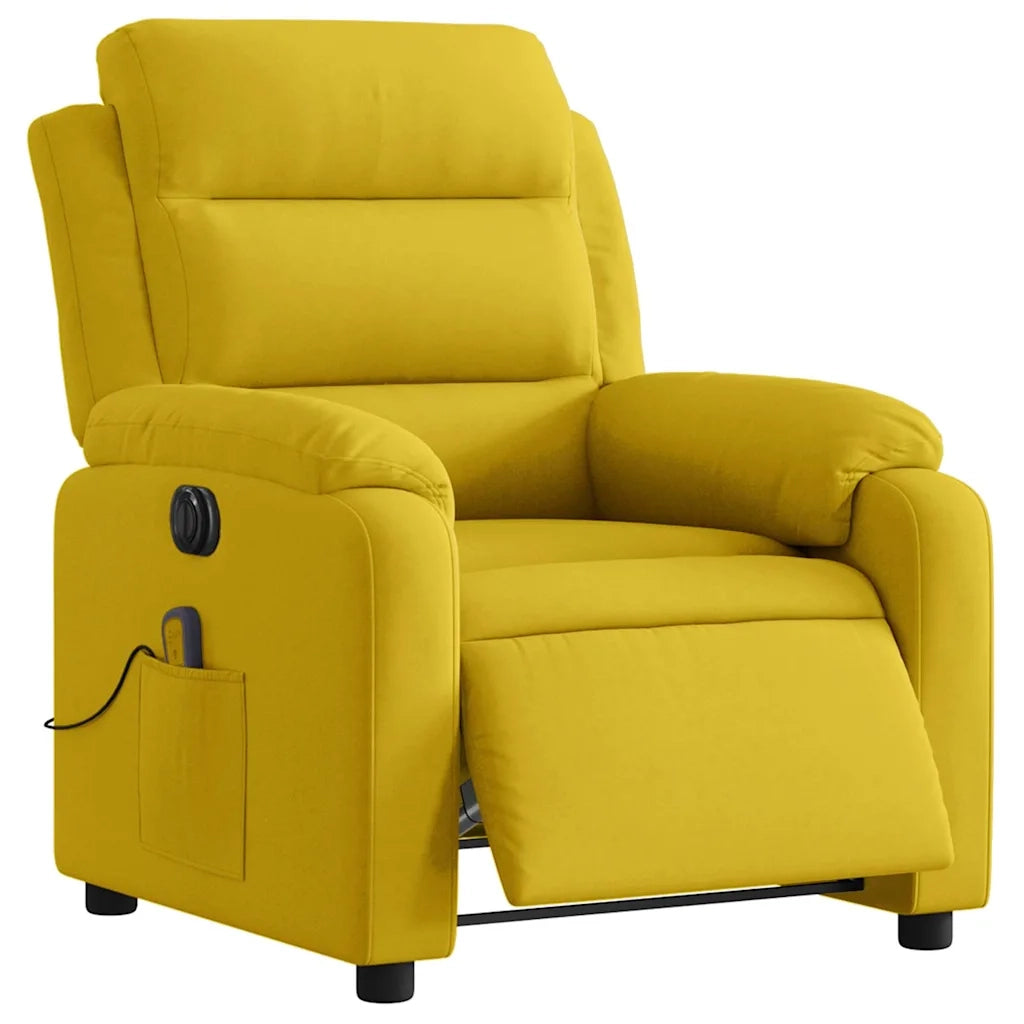 Poltrona Massaggiante Reclinabile Elettrica Gialla Velluto 3205088