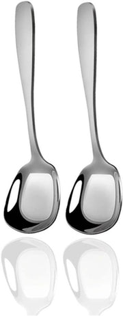 Lepel in acciaio inossidabile - Lunghezza steel e fondo piatto - Ideale per uso quotidiano (Dimensione Piccola)