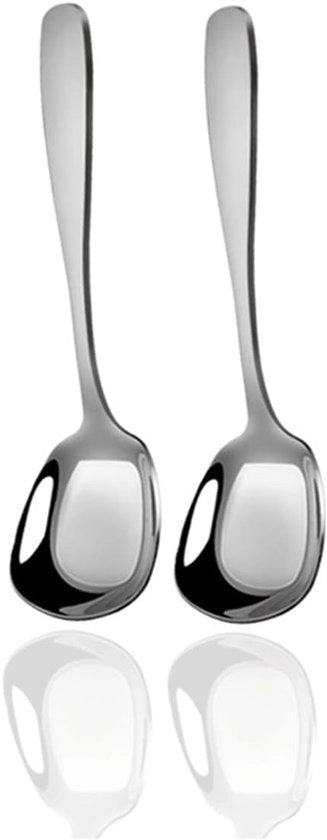 Lepel in acciaio inossidabile - Lunghezza steel e fondo piatto - Ideale per uso quotidiano (Dimensione Piccola)