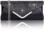 Clutch da donna con pizzo e decorazioni con pietre e catena rimovibile in metallizzazione argento dorata e rosso scuro (nero)
