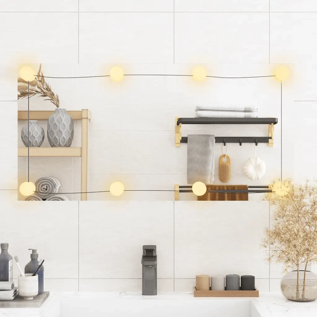 Specchio da Parete con Luci LED-Specchio a Muro-Specchio Decorativo 40x80 cm Vetro Rettangolare