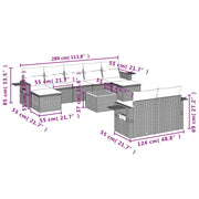 Set Divano da Giardino 10 pz con Cuscini Beige in Polyrattan