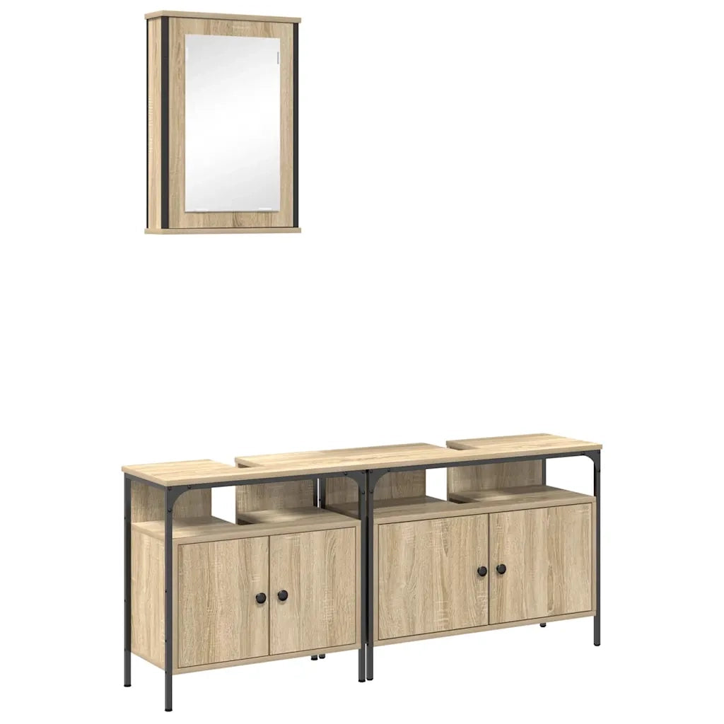 Set di mobili per il bagno 3 pcs Marrone Legno multistrato 3345143